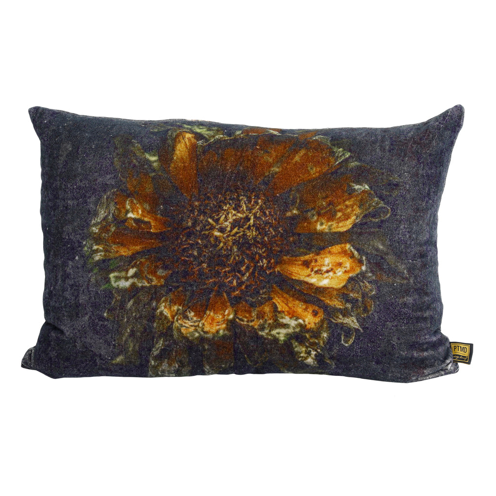 Meja Black velvet cushion flower print rectangle