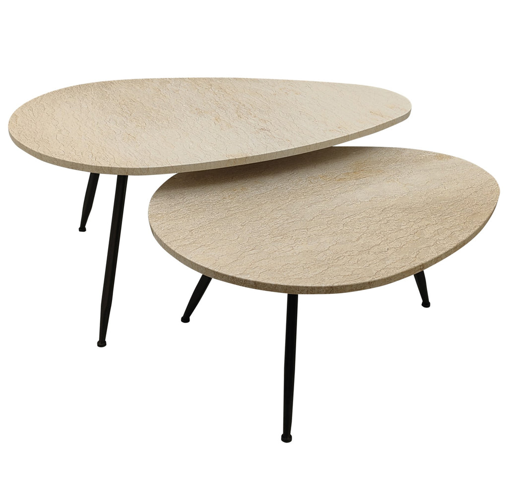 Veria set of 2 coffeetables beige marble