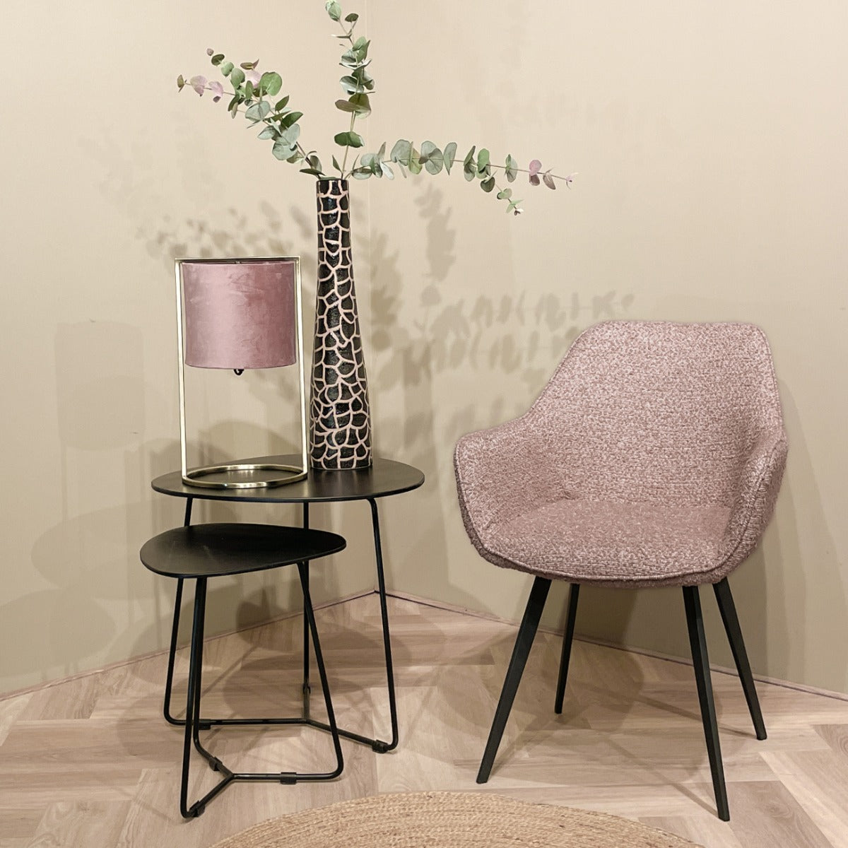 Luca Boucle Vintage Pink (set van 2)