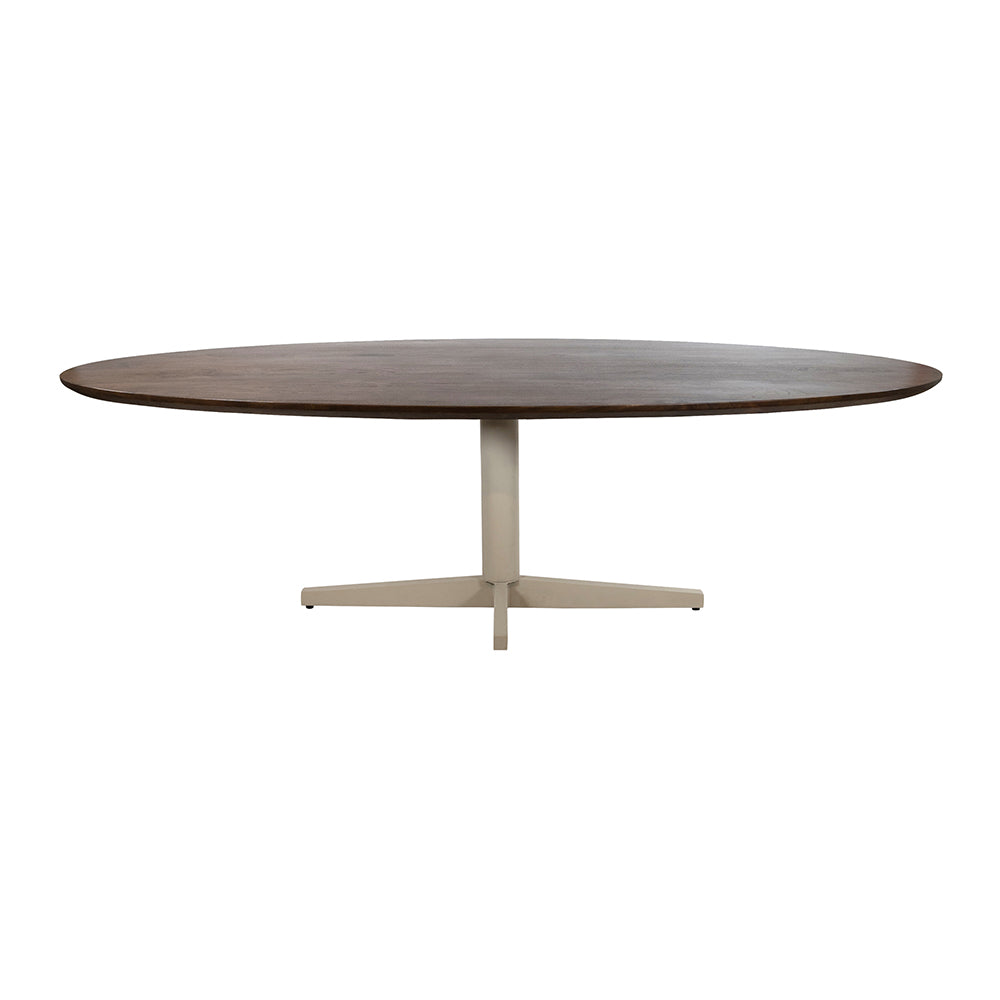 Eetkamertafel 240, ovaal, poot Beige, Mango Brown Walnut