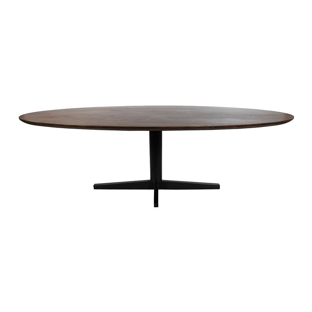 Eetkamertafel 190, ovaal, poot Black, Mango Brown Walnut