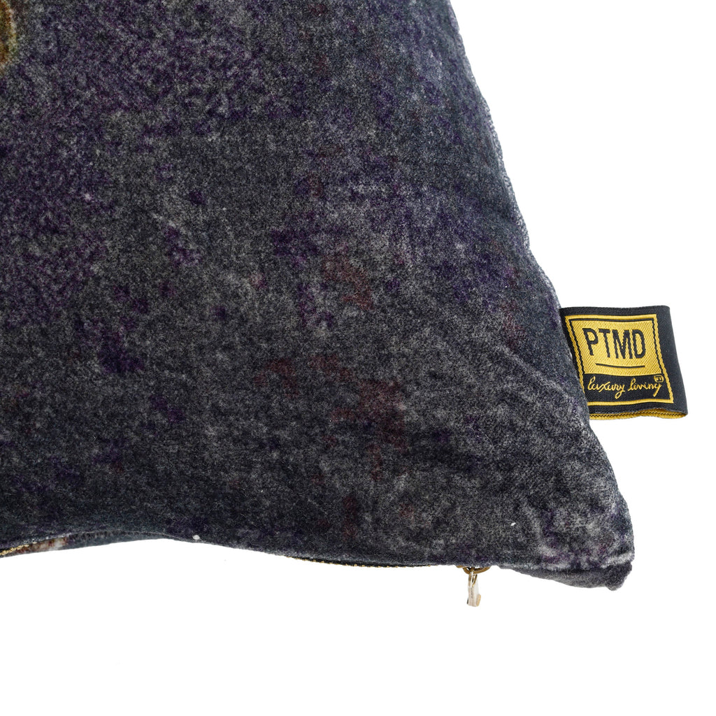 Meja Black velvet cushion flower print rectangle