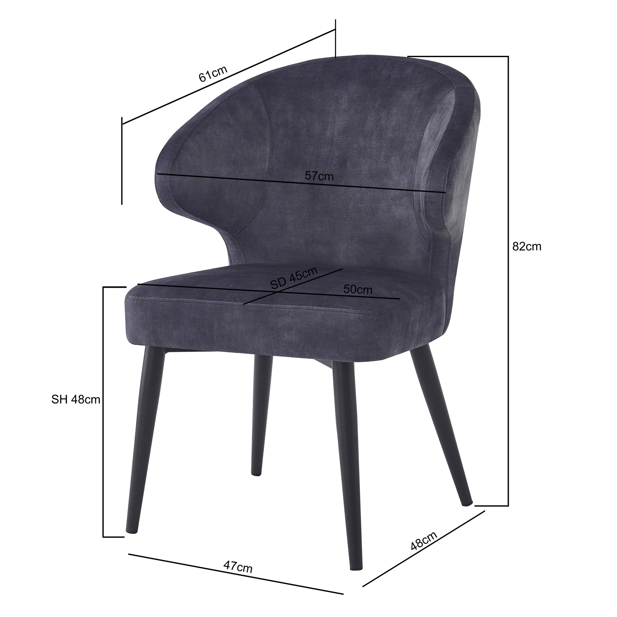 Donna Anthracite Velvet (set van 2)