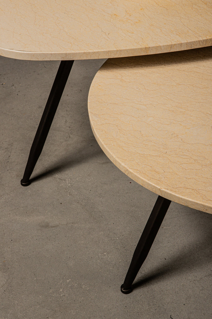 Veria set of 2 coffeetables beige marble