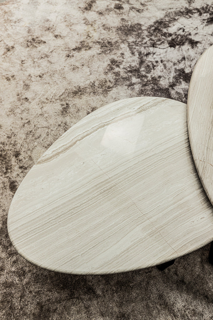 Muka coffeetable low dark grey base white marble