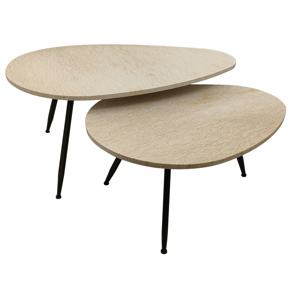 Veria set of 2 coffeetables beige marble