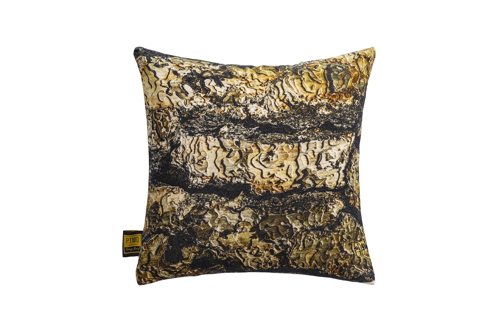 Rives Brown cotton velvet cushion bark print S