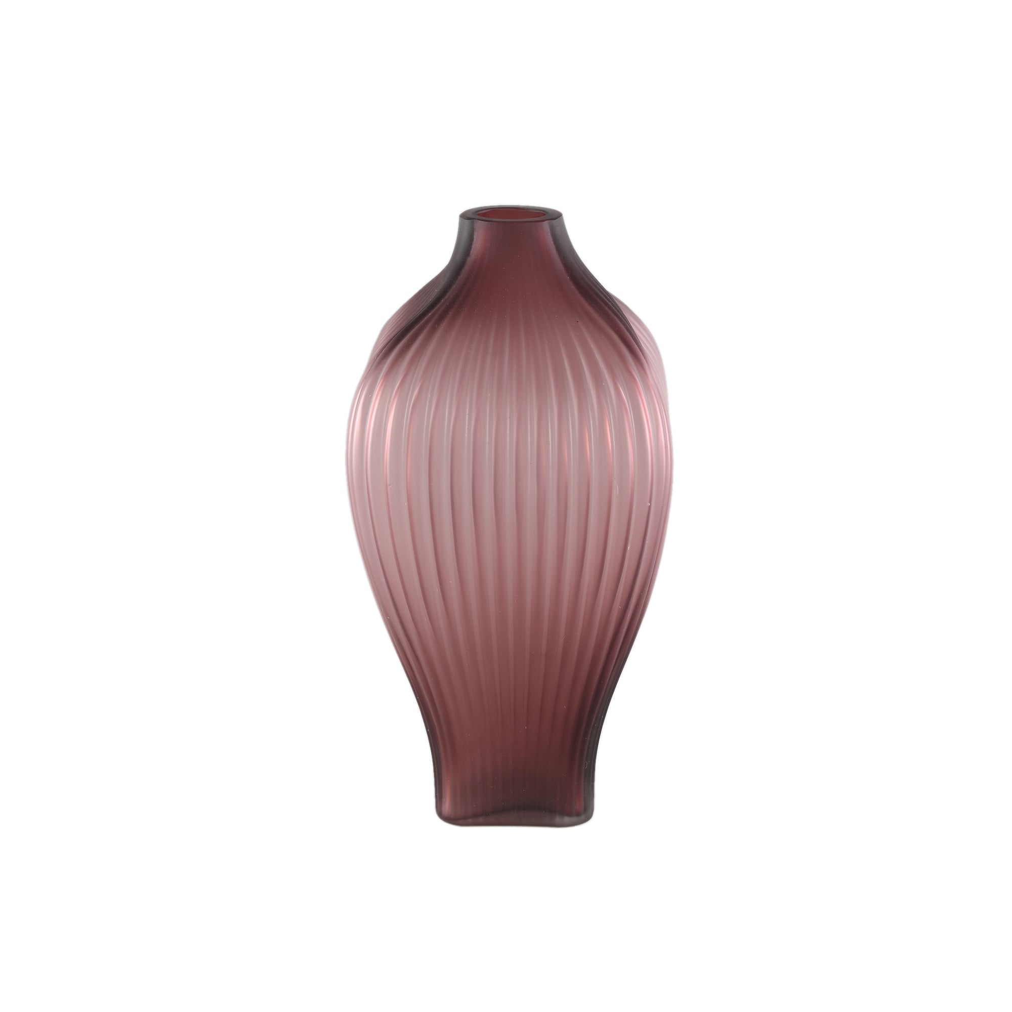 Halde Purple Solid Glass Vase Ribbed Organic High