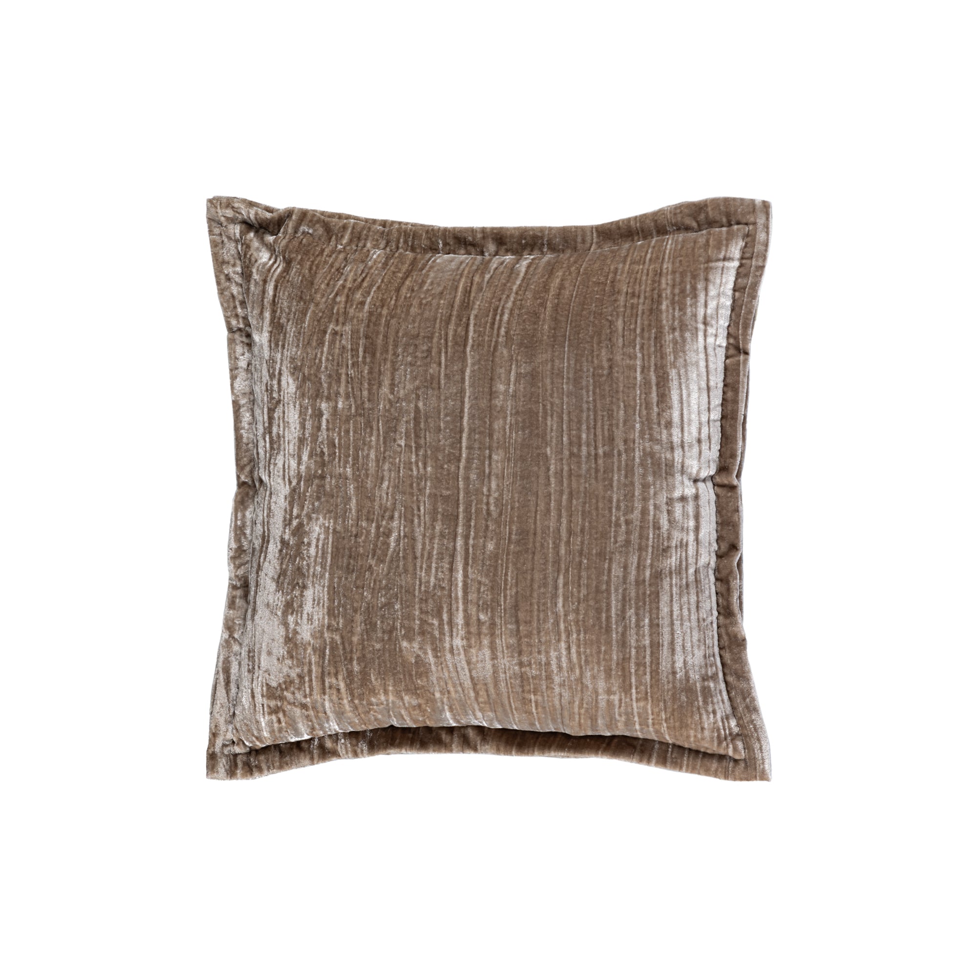Senny Taupe velvet cushion ruffle rim square S