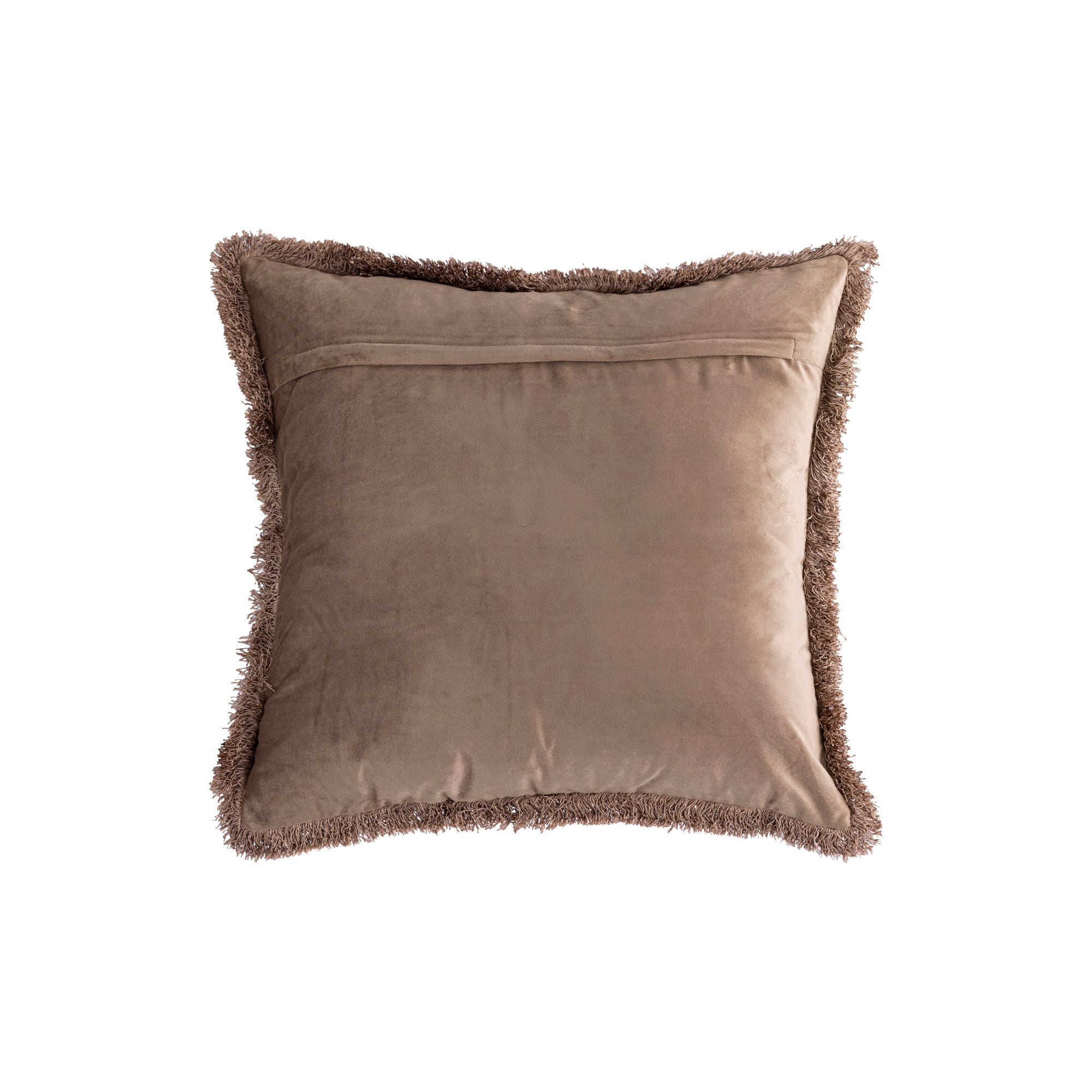 Nous Taupe Velvet Cushion With Fringes Square L (set of 2)