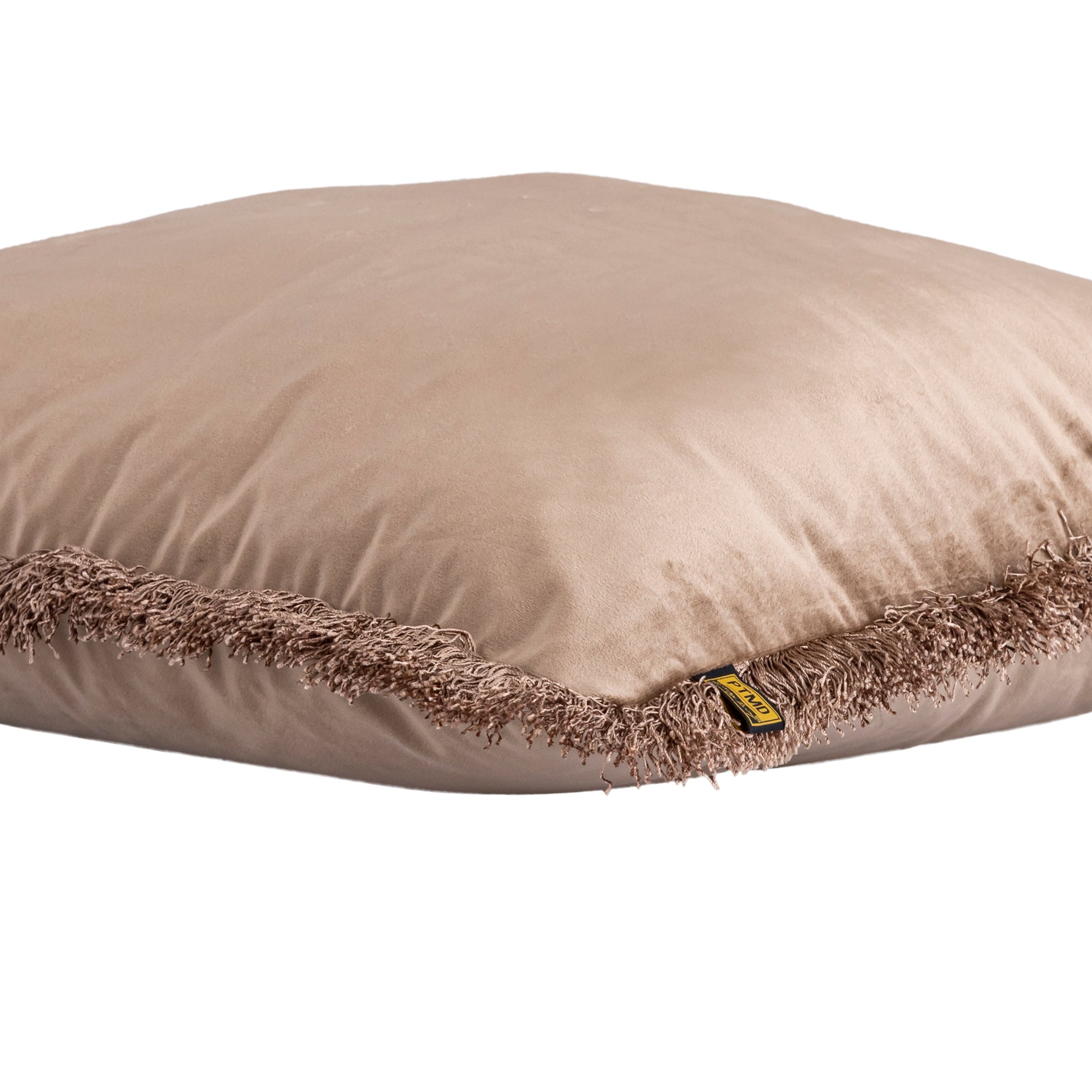 Nous Taupe Velvet Cushion With Fringes Square L (set of 2)