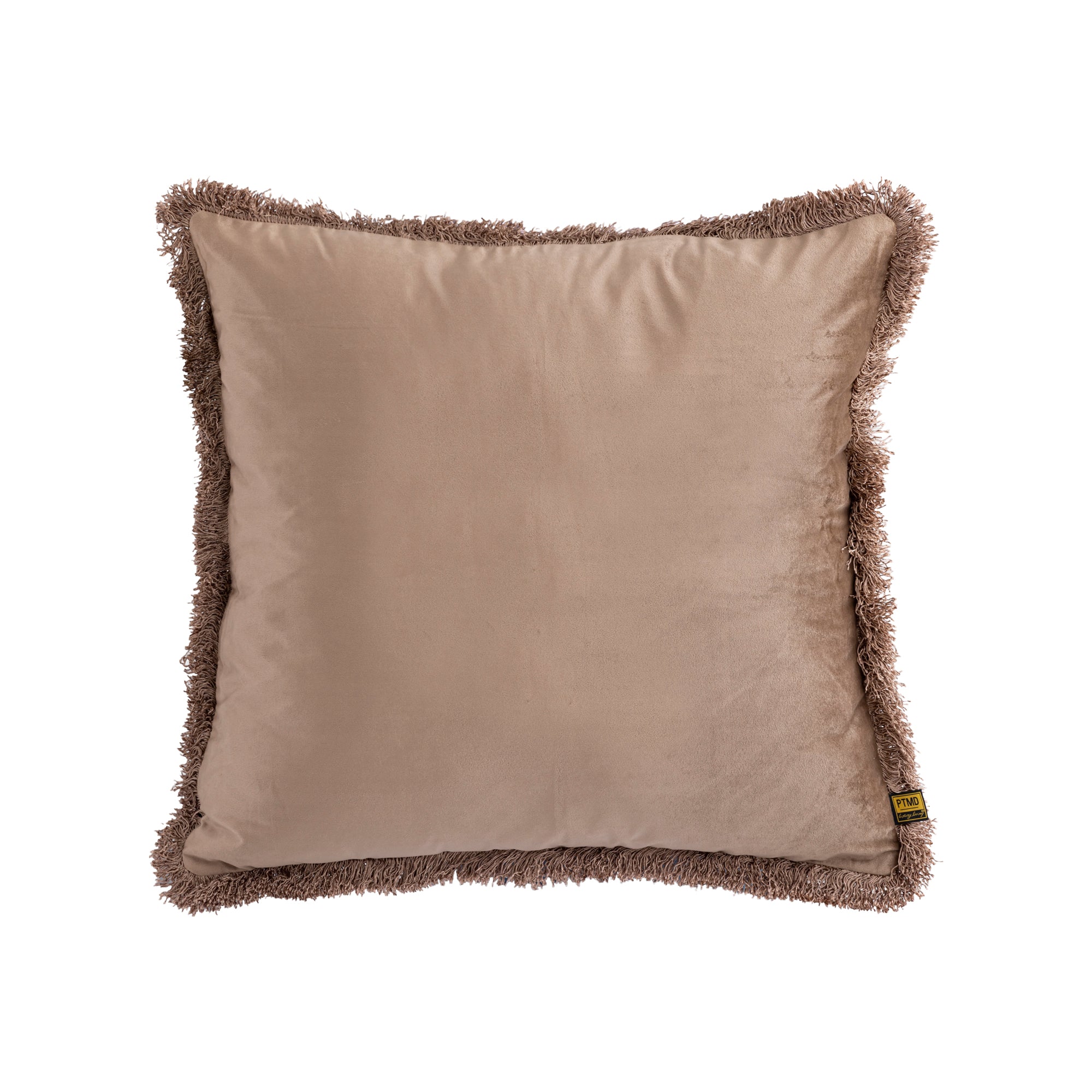 Nous Taupe Velvet Cushion With Fringes Square L (set of 2)