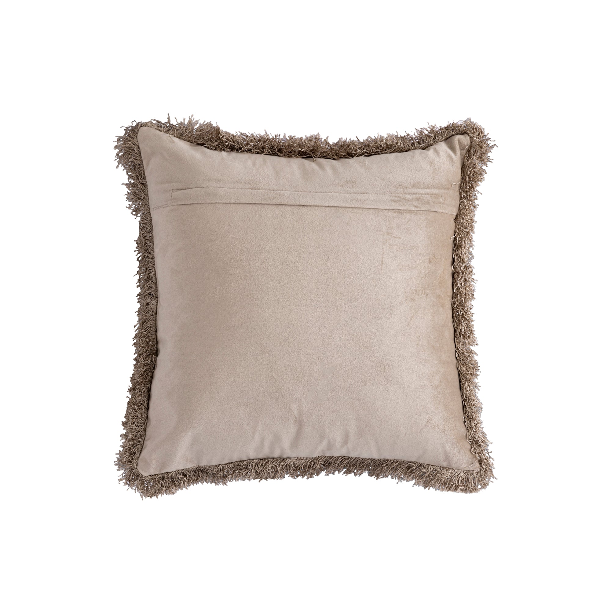 Nous Beige Velvet Cushion With Fringes Square S (set of 2)