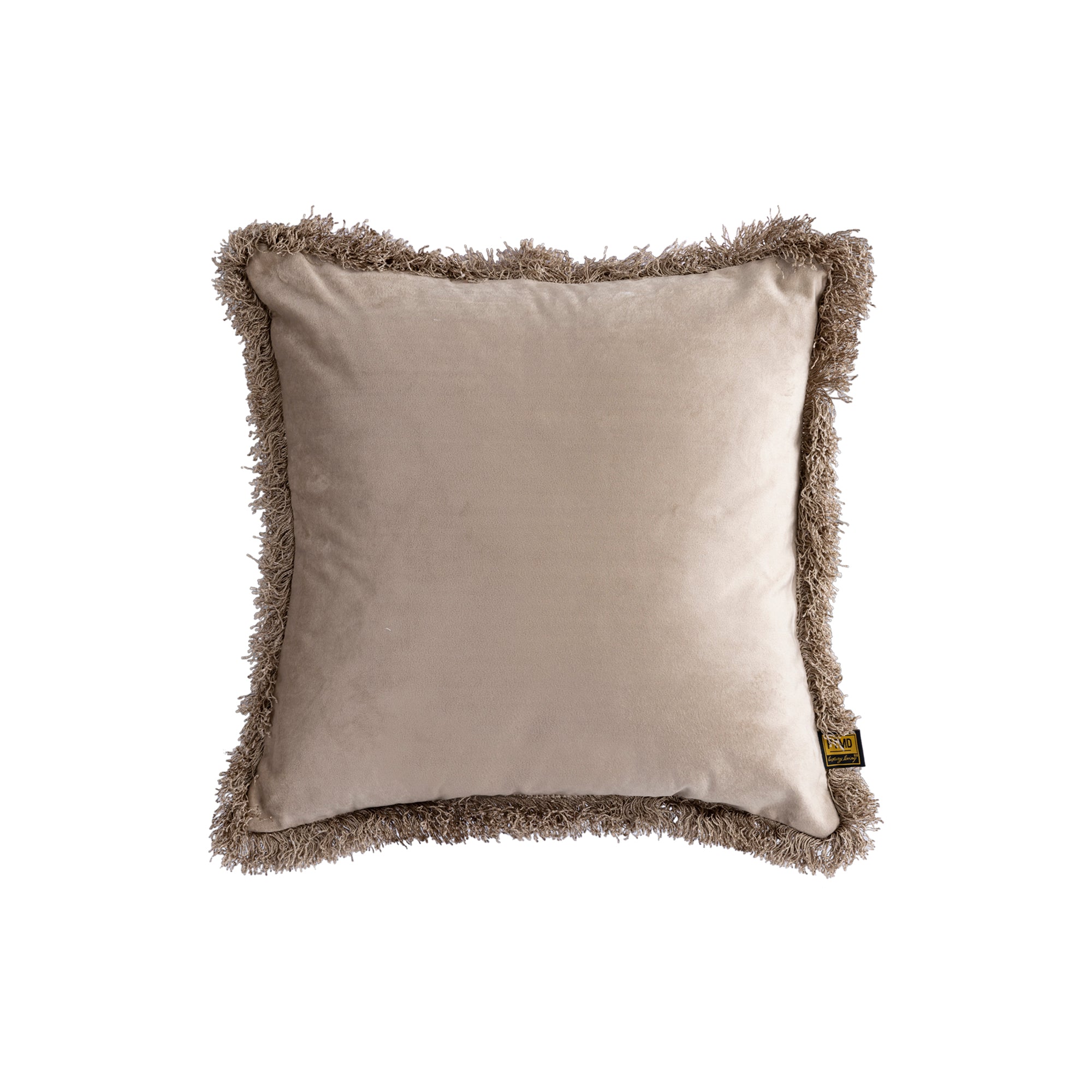 Nous Beige Velvet Cushion With Fringes Square S (set of 2)