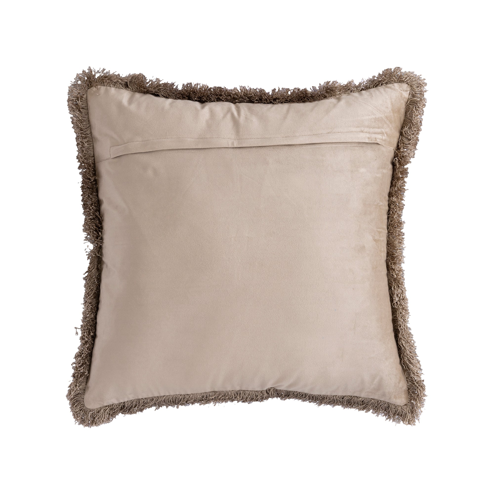 Nous Beige Velvet Cushion With Fringes Square L (set of 2)