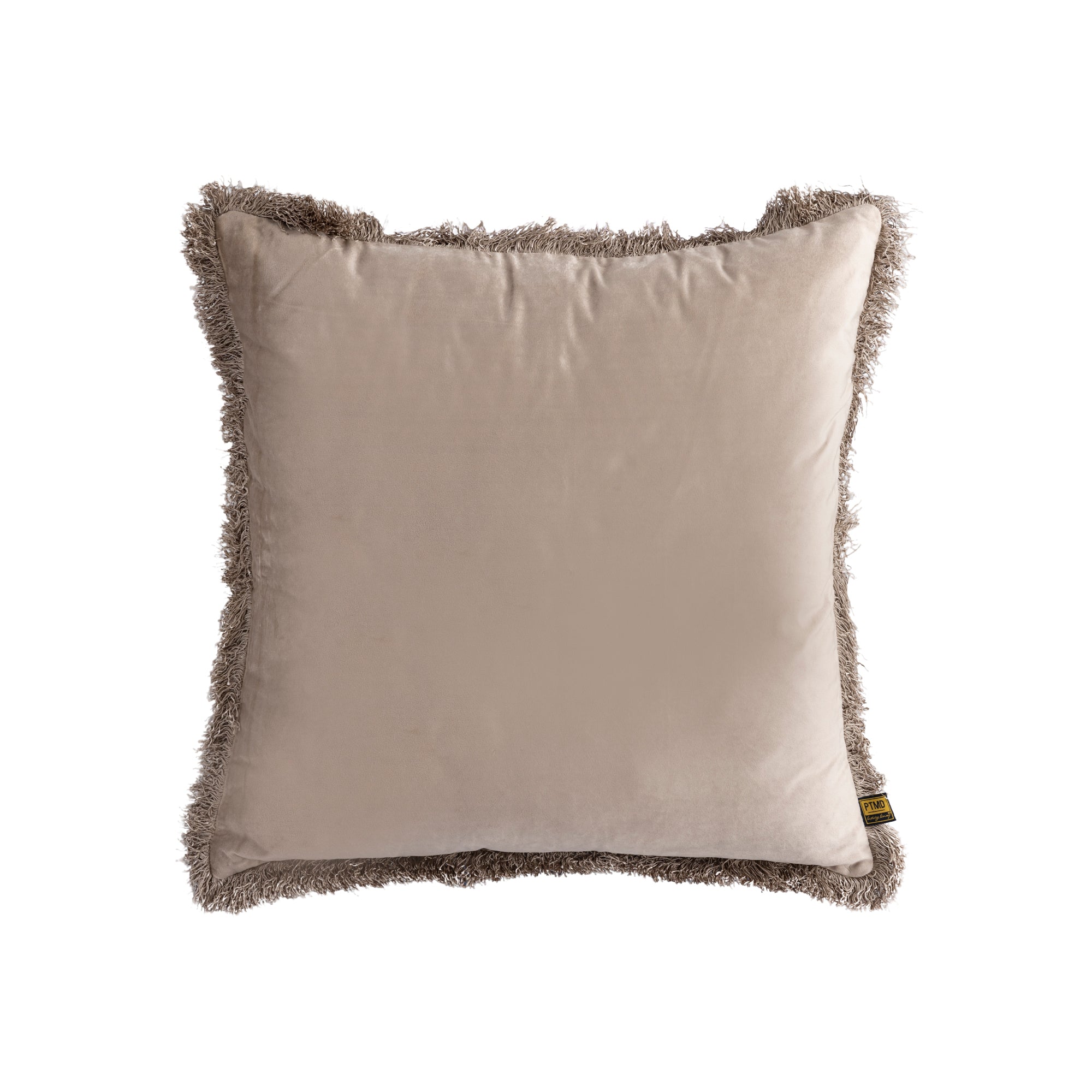 Nous Beige Velvet Cushion With Fringes Square L (set of 2)