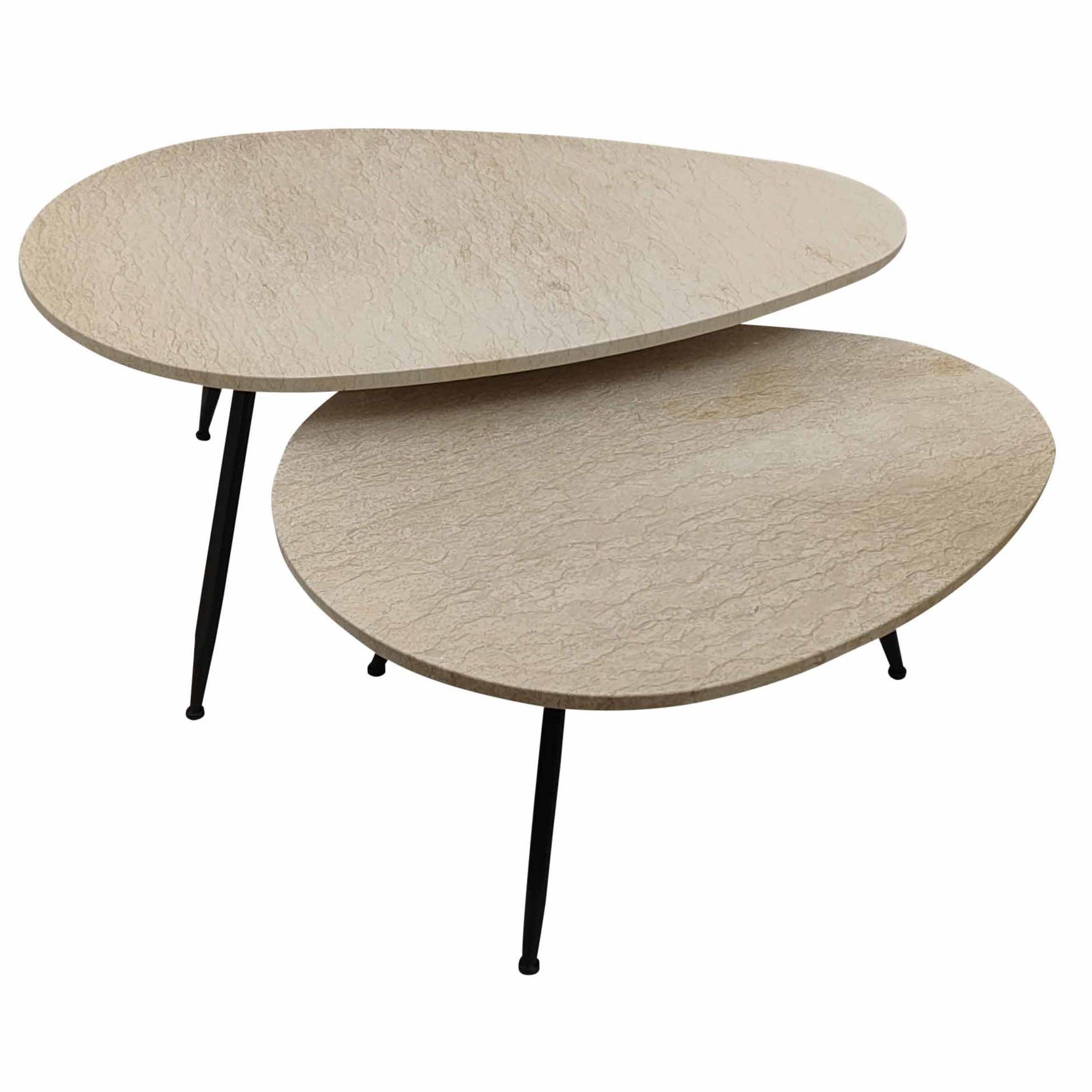 Veria Set Of 2 Coffeetables Beige Marble