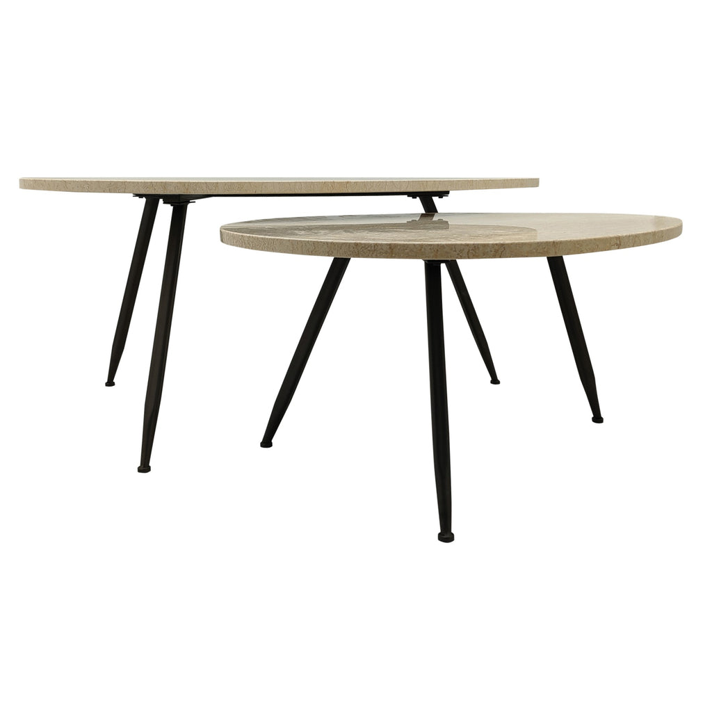 Veria set of 2 coffeetables beige marble