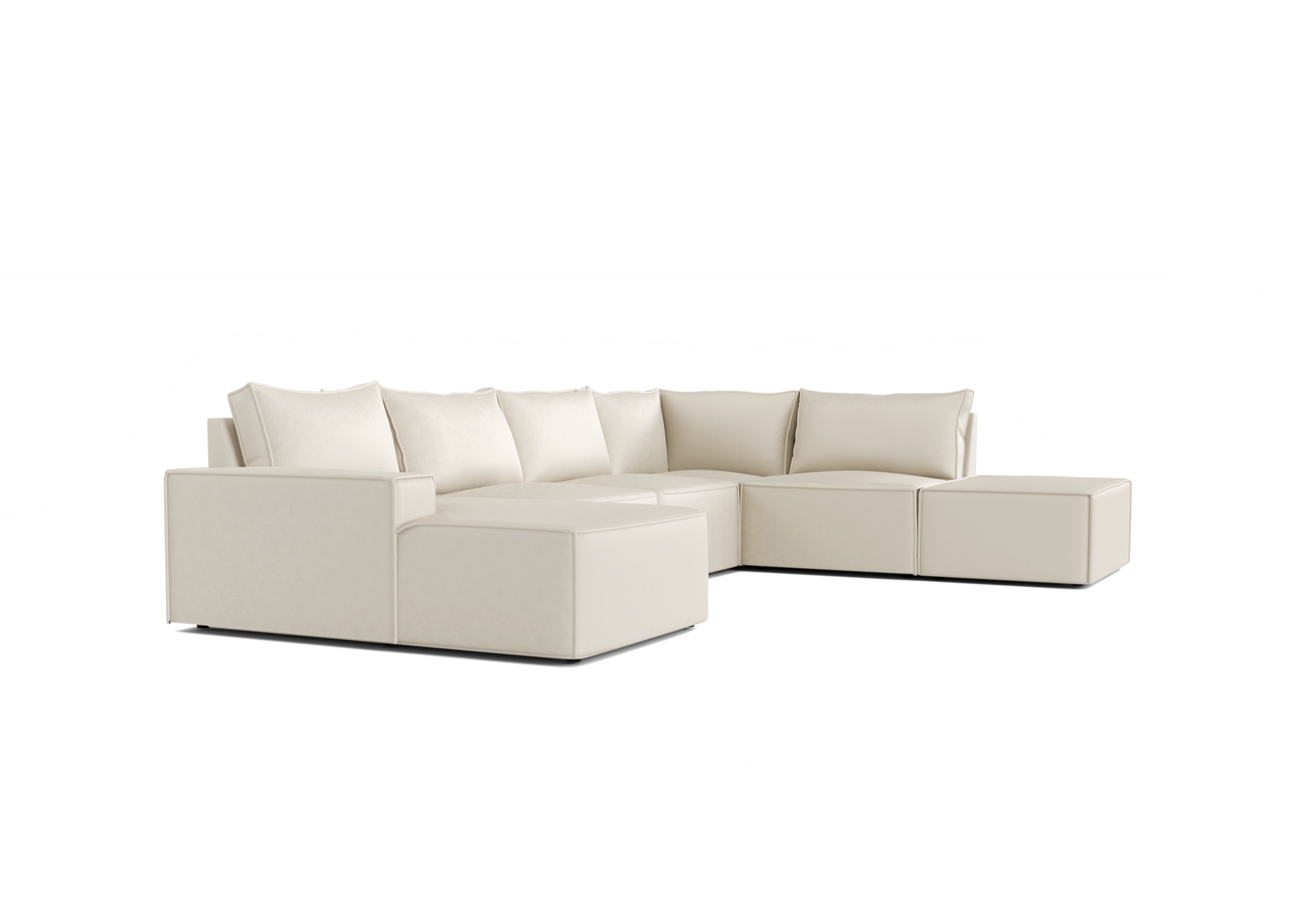 Alinka U-bank Cream met lounge en poef - Links