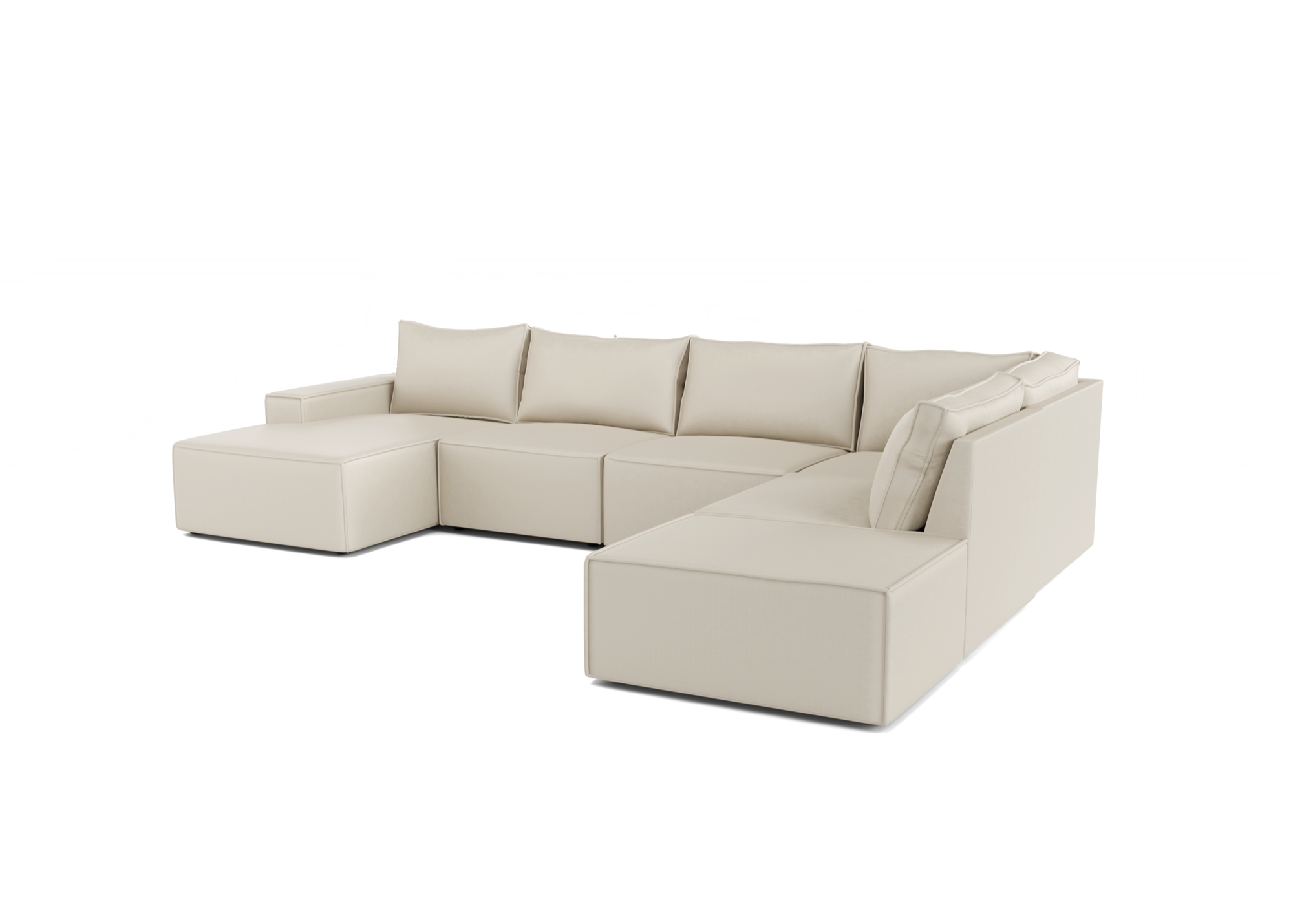 Alinka U-bank Cream met lounge en poef - Links