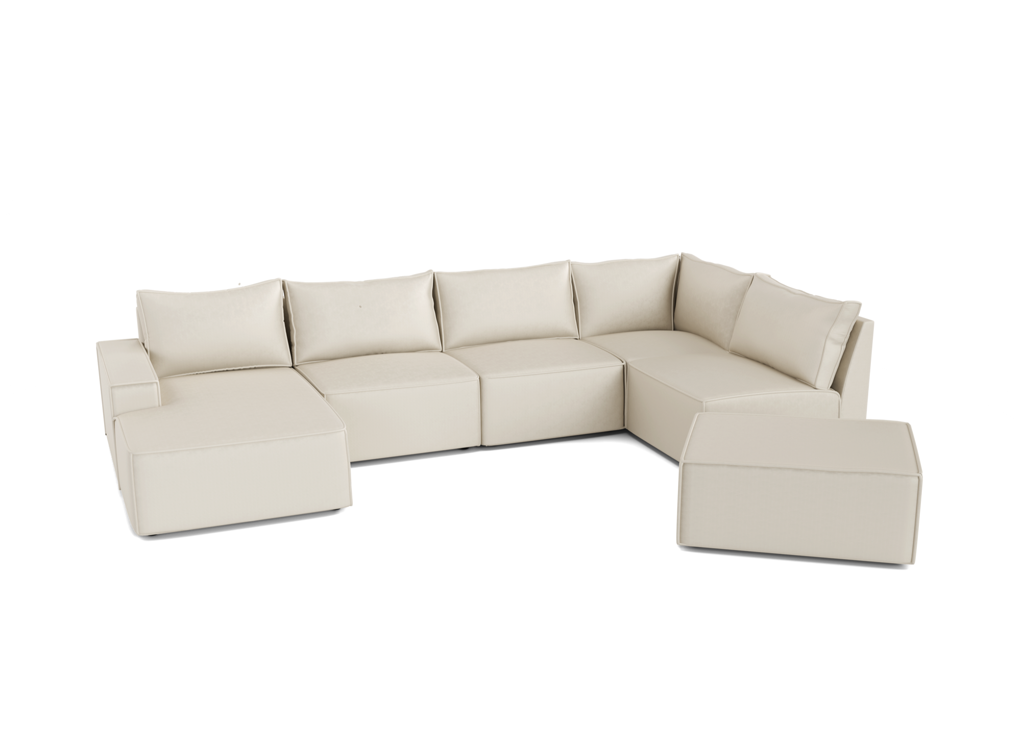 Alinka U-bank Cream met lounge en poef - Links