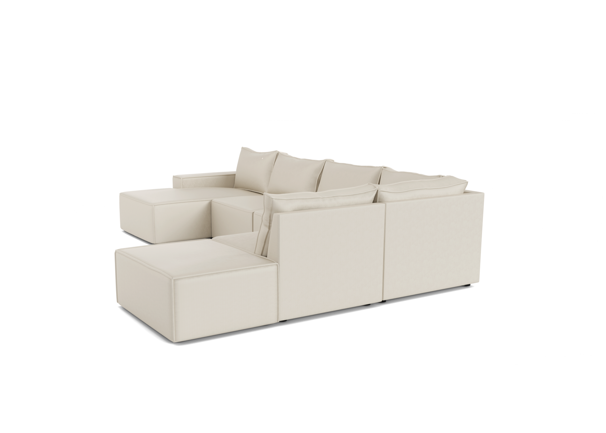 Alinka U-bank Cream met lounge en poef - Links