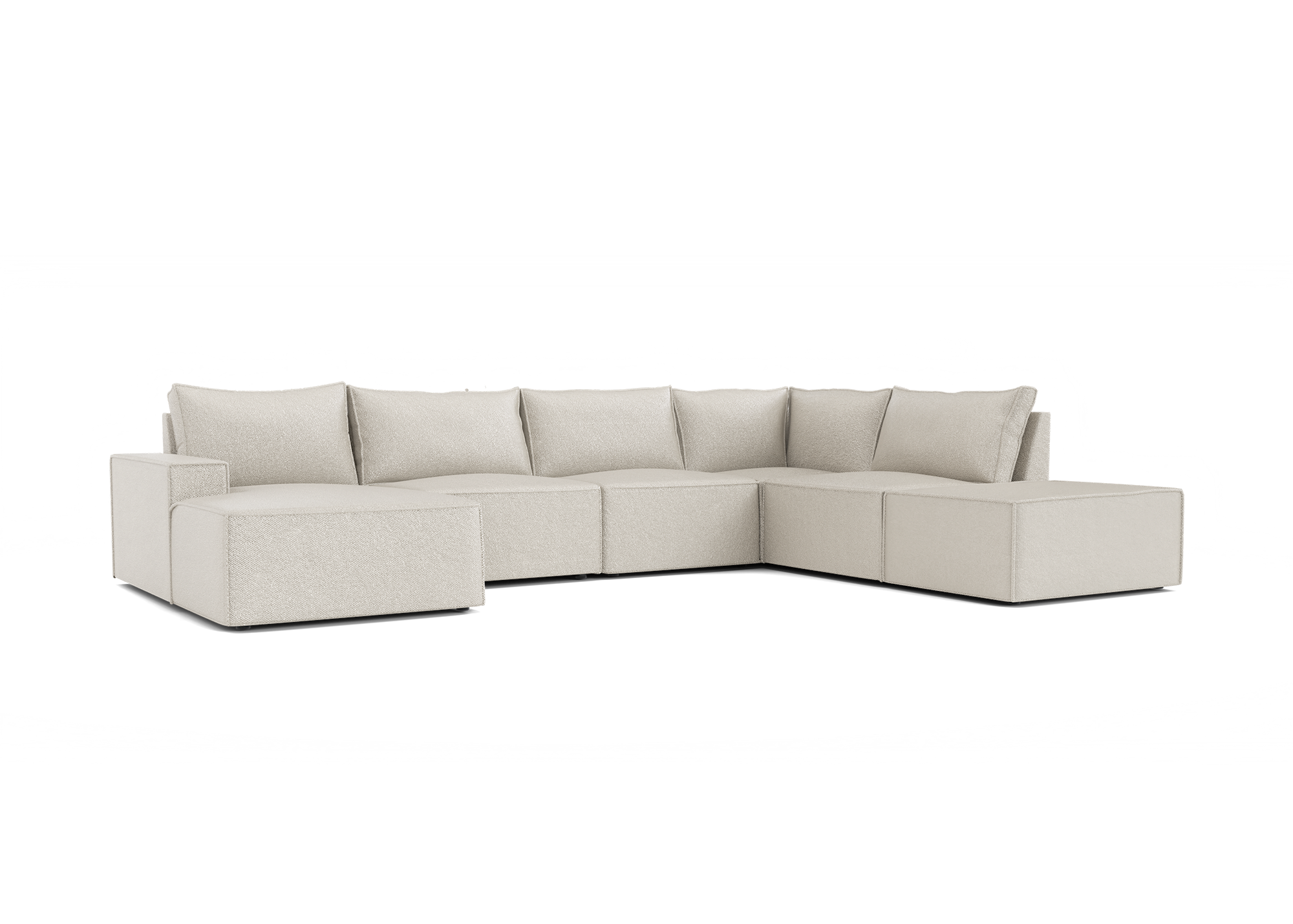 Alinka Equilibrio U-bank in beige met lounge en poef - Links