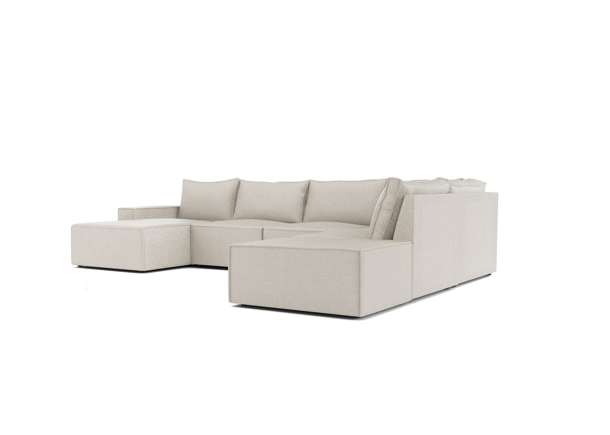 Alinka Equilibrio U-bank in beige met lounge en poef - Links