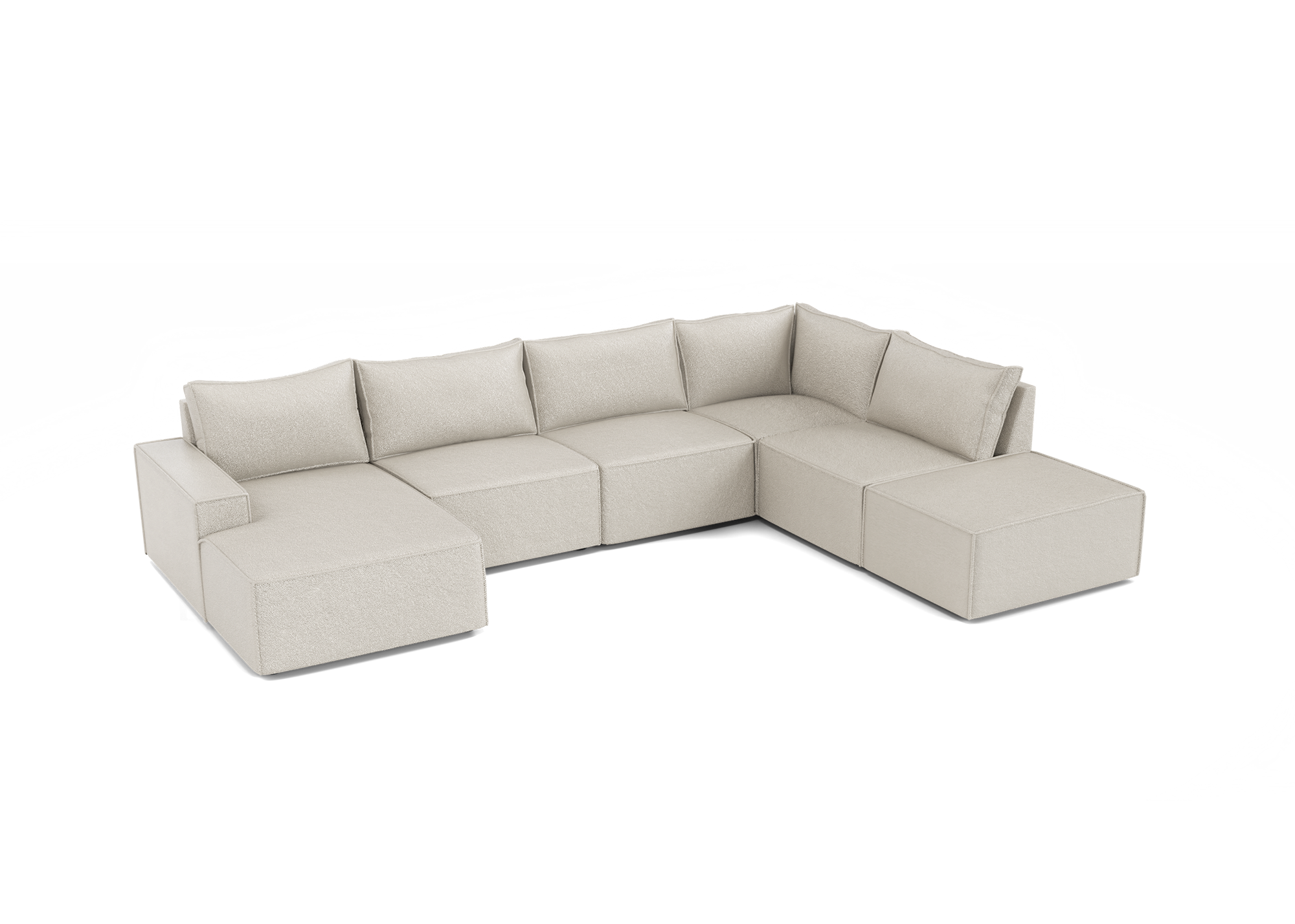 Alinka Equilibrio U-bank in beige met lounge en poef - Links