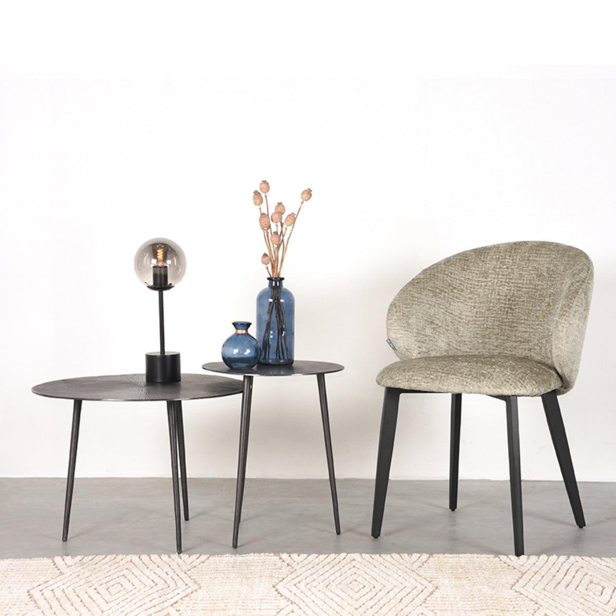 Eetkamerstoel Logan - Beige - Fluweel