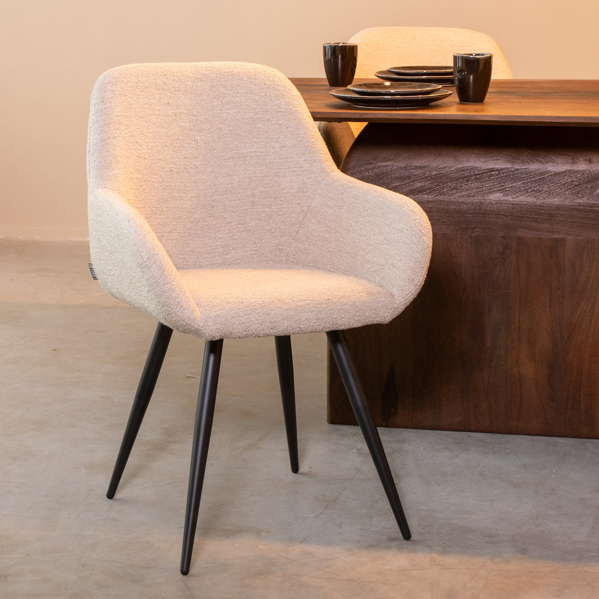 Eetkamerstoel Fender in Naturel - Boucle