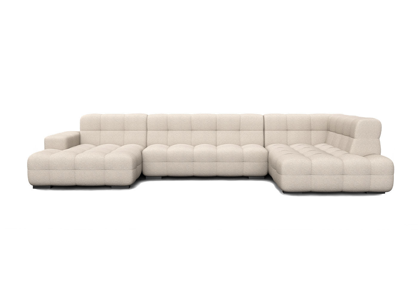 Kubus grote u-bank met eiland in beige - Links