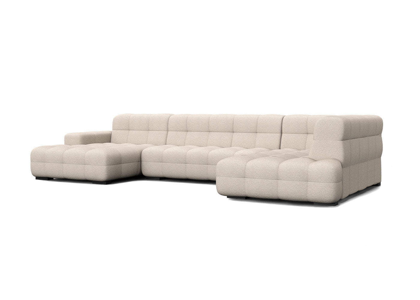 Kubus grote u-bank met eiland in beige - Links