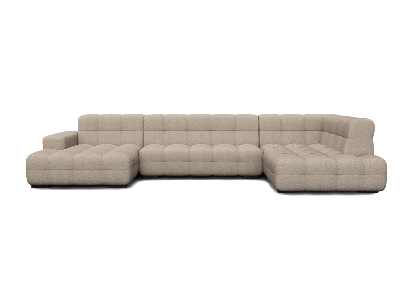 Kubus grote u-bank met eiland in lichtbruin - Links