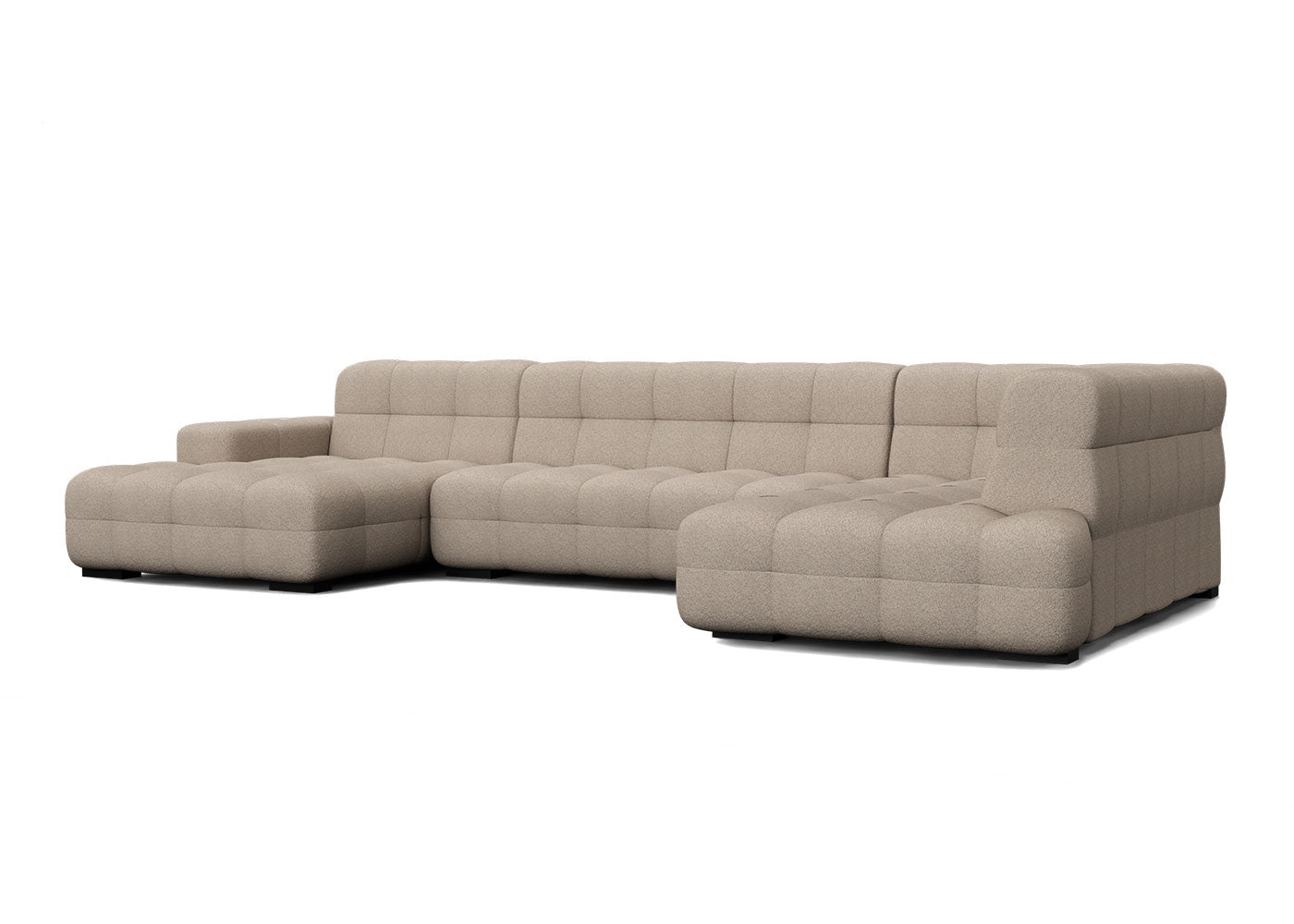 Kubus grote u-bank met eiland in lichtbruin - Links