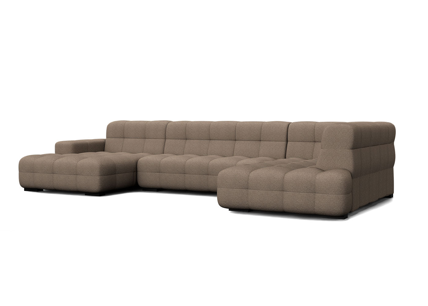 Kubus grote u-bank met eiland in bruin  - Links