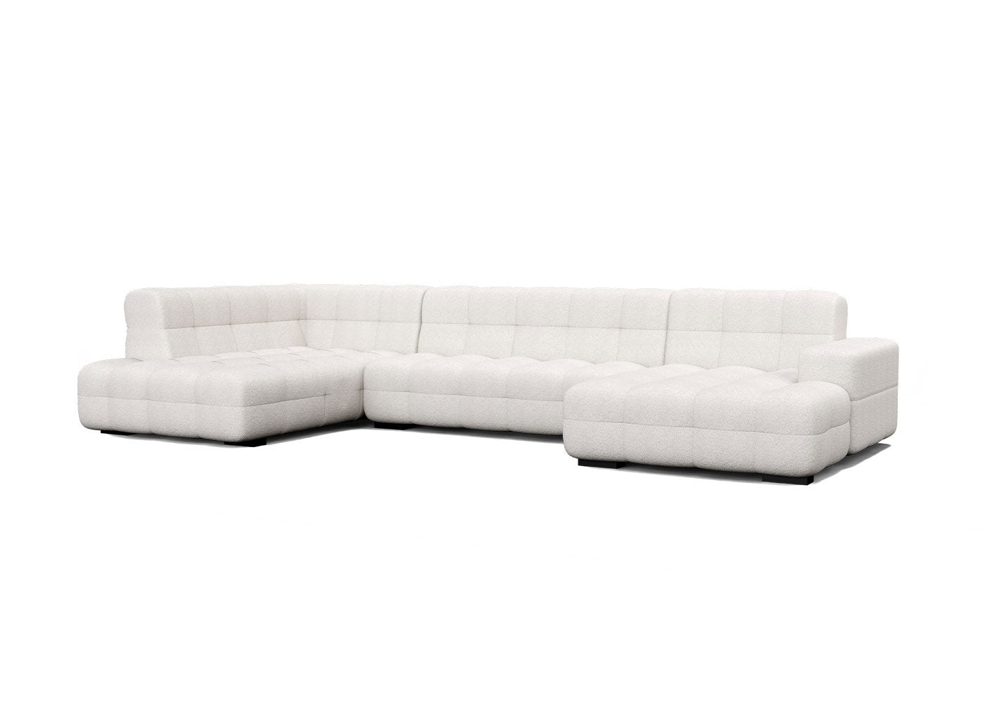 Kubus grote u-bank met eiland in ivoor - Rechts