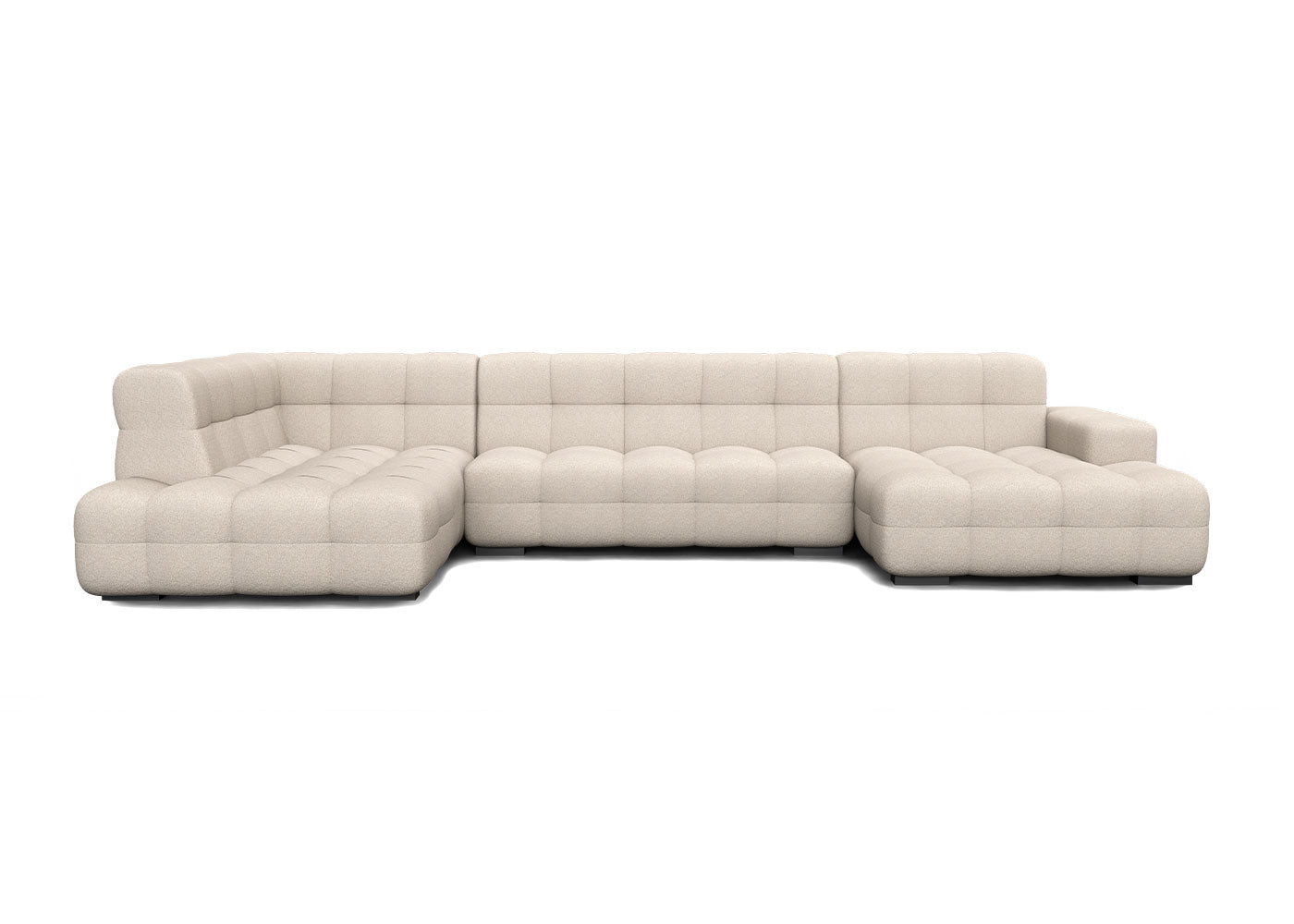 Kubus grote u-bank met eiland in beige - Rechts