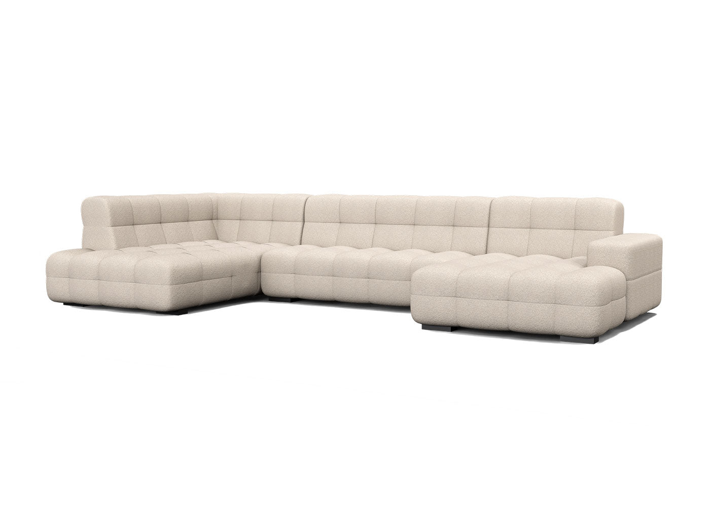 Kubus grote u-bank met eiland in beige - Rechts