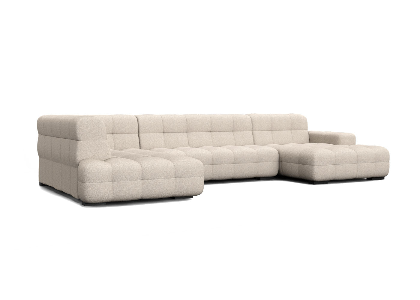 Kubus grote u-bank met eiland in beige - Rechts