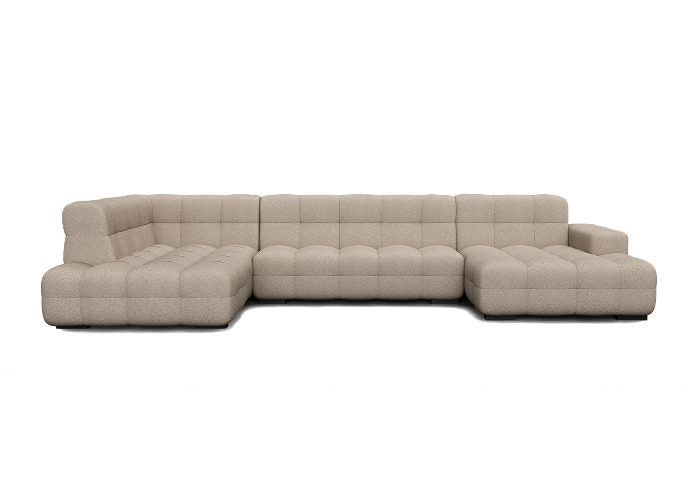 Kubus grote u-bank met eiland in lichtbruin - Rechts