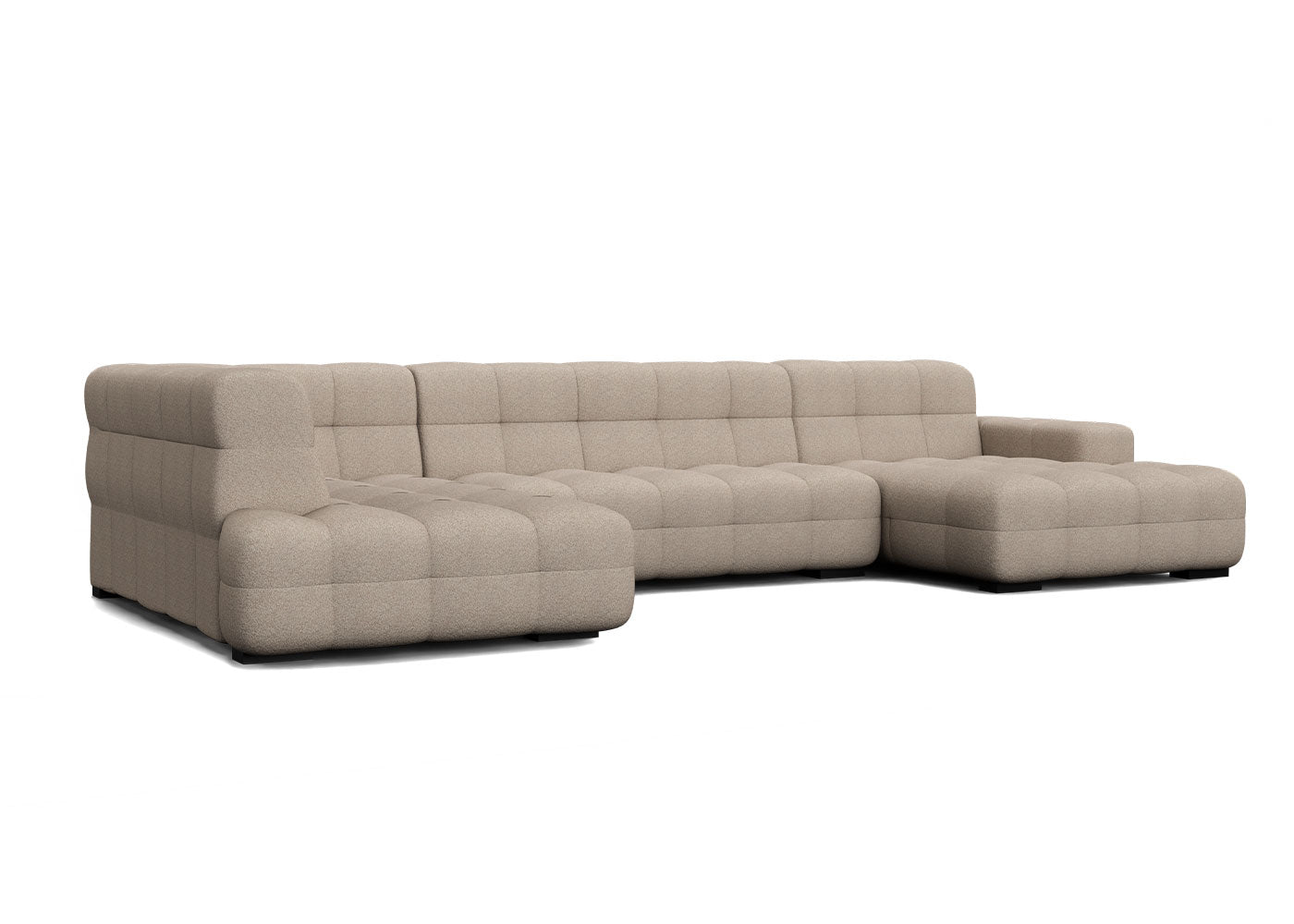 Kubus grote u-bank met eiland in lichtbruin - Rechts