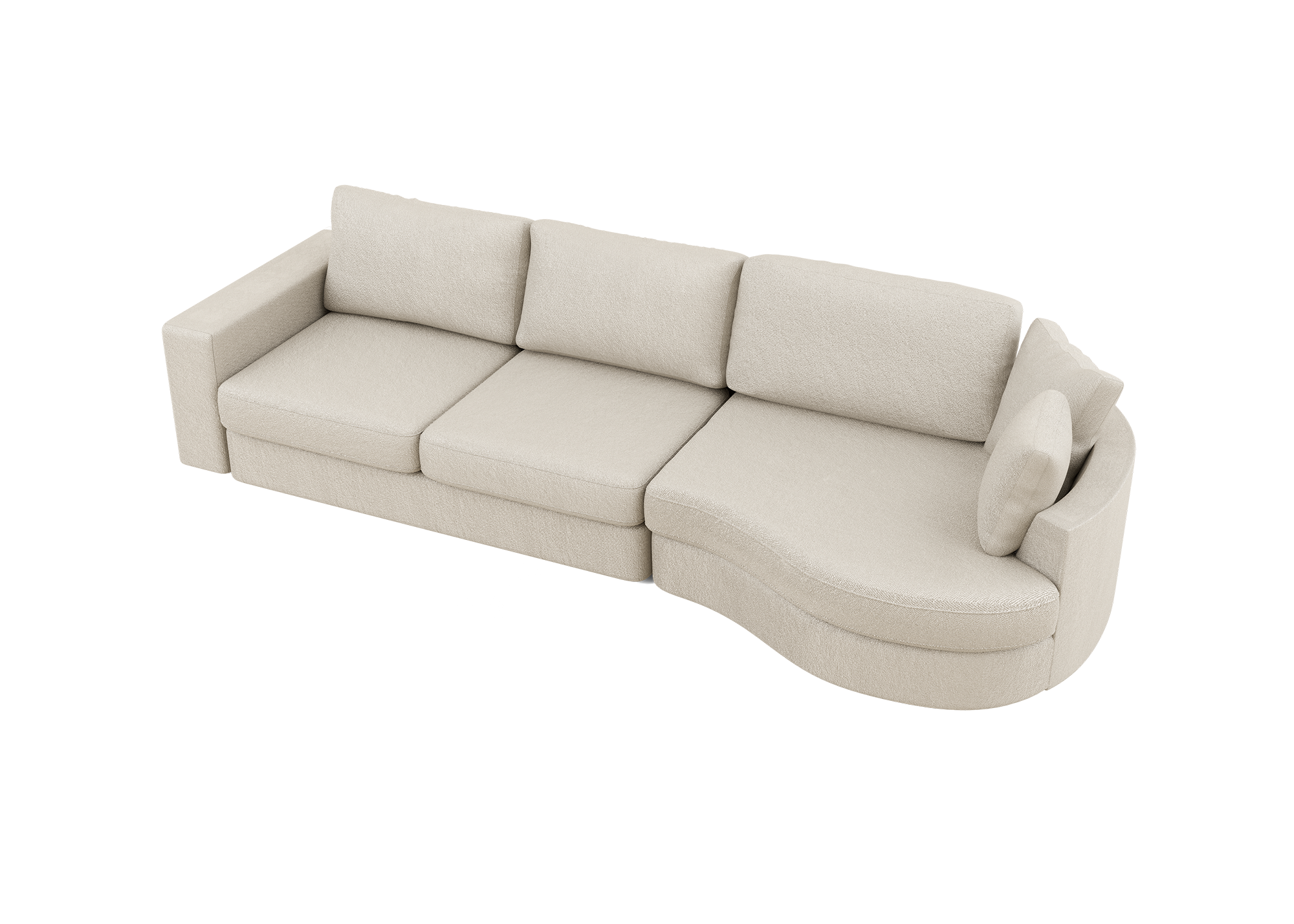 Lora Equilibrio rechte bank met ottomaan in beige - Rechts