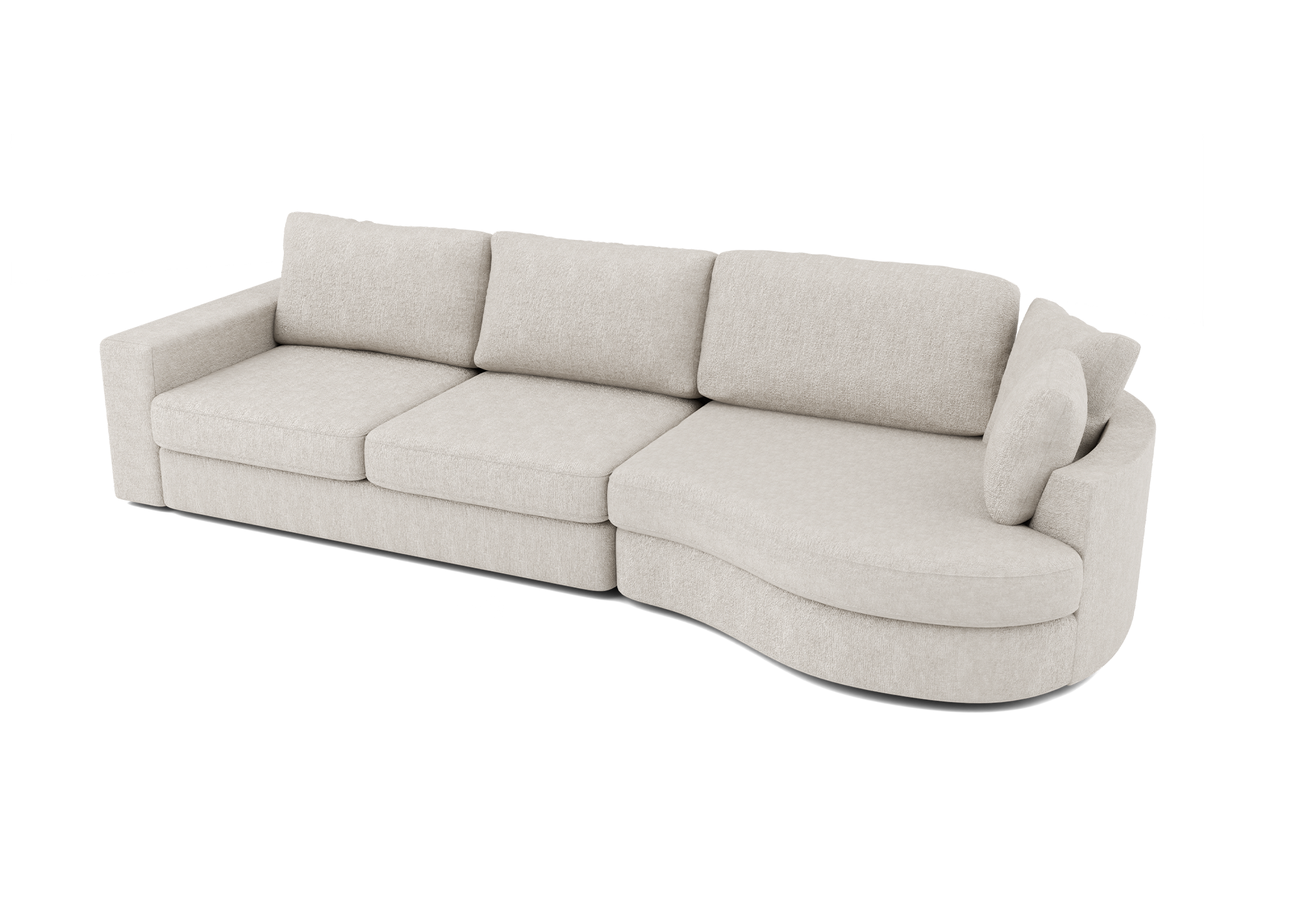 Lora Harmony rechte bank met ottomaan in beige - Rechts