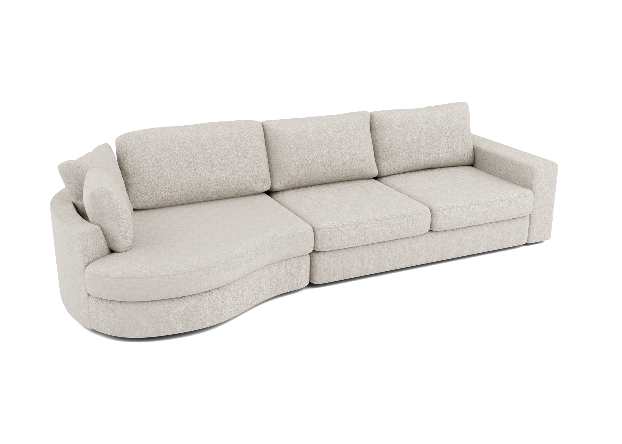 Lora Harmony rechte bank met ottomaan in beige - Links