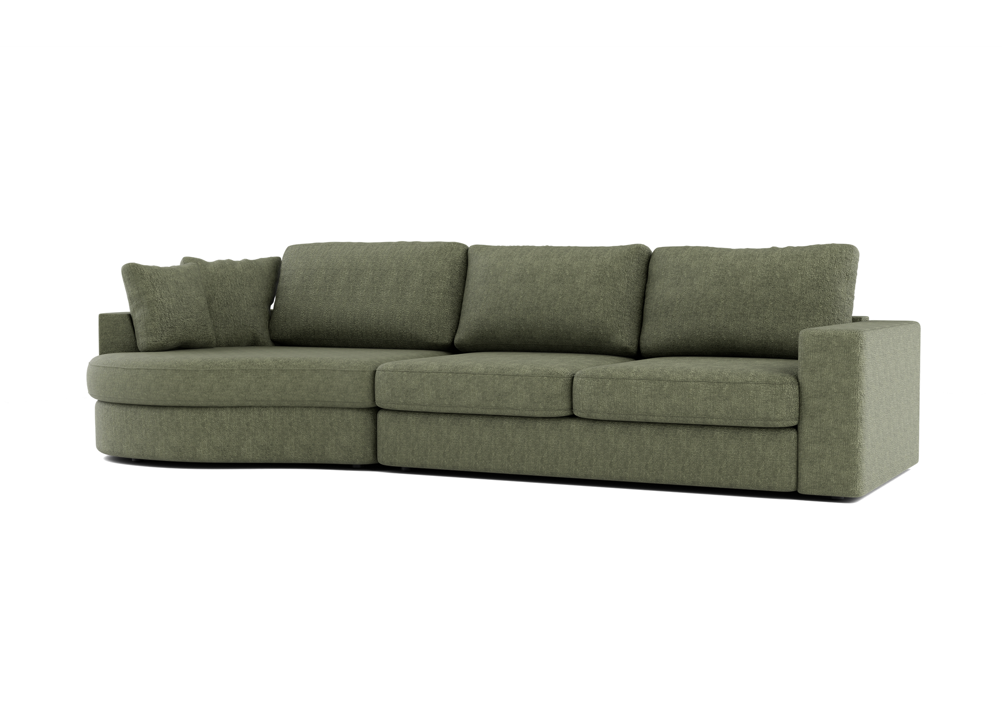 Lora Harmony rechte bank met ottomaan in groen - Links