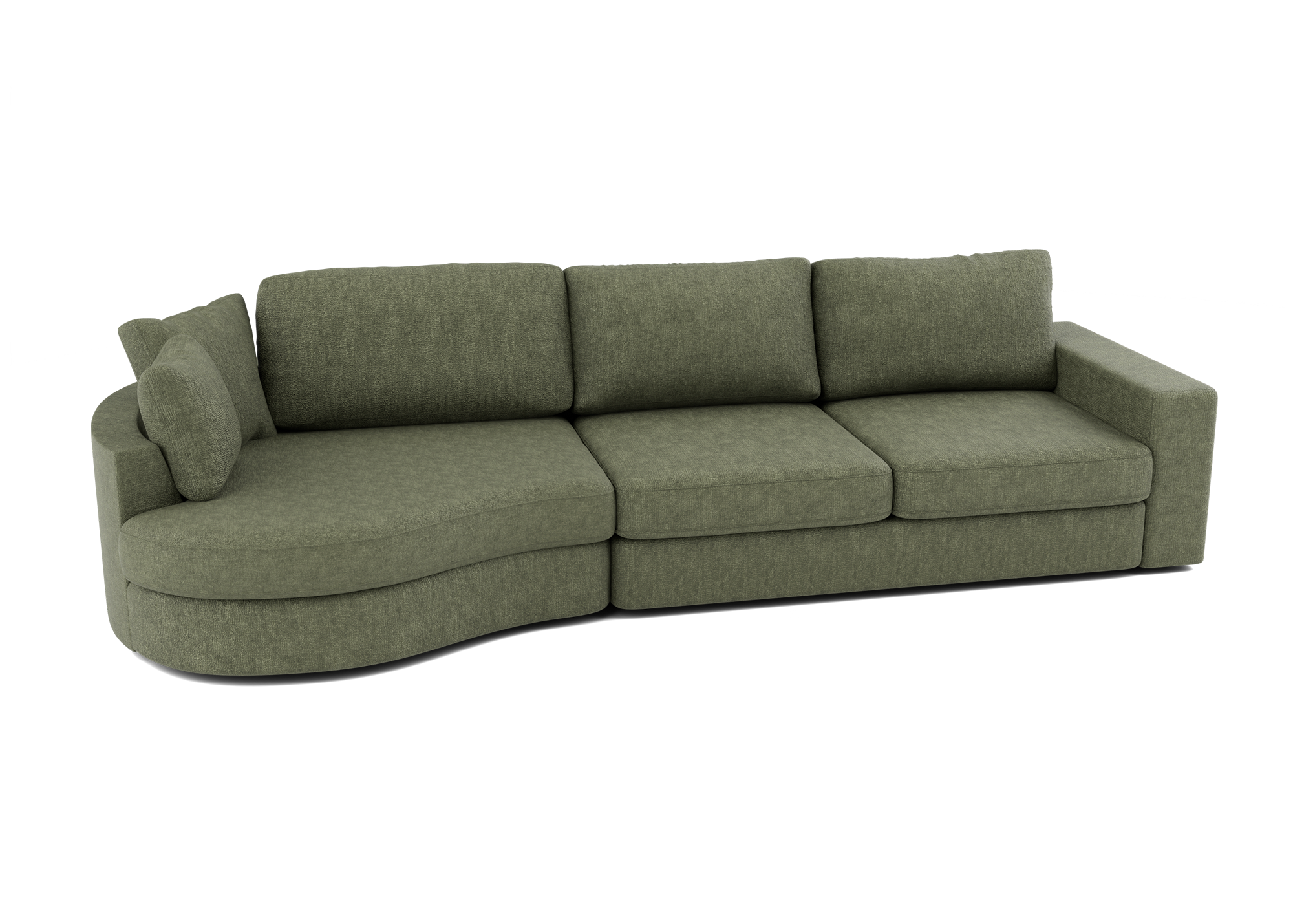 Lora Harmony rechte bank met ottomaan in groen - Links