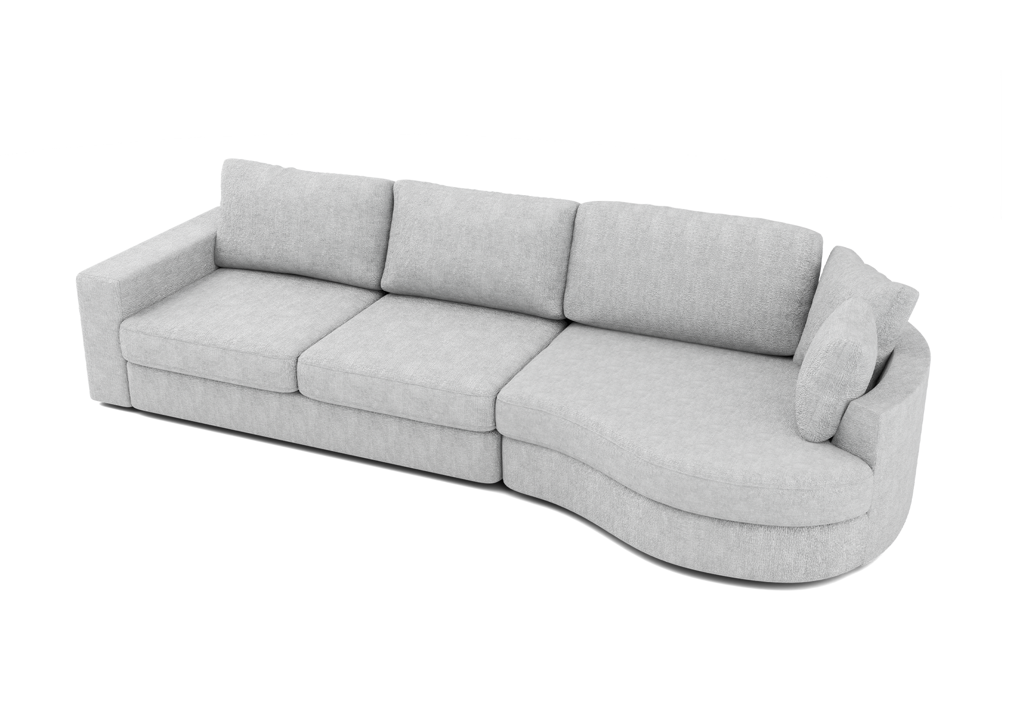 Lora Harmony rechte bank met ottomaan in lichtgrijs - Rechts