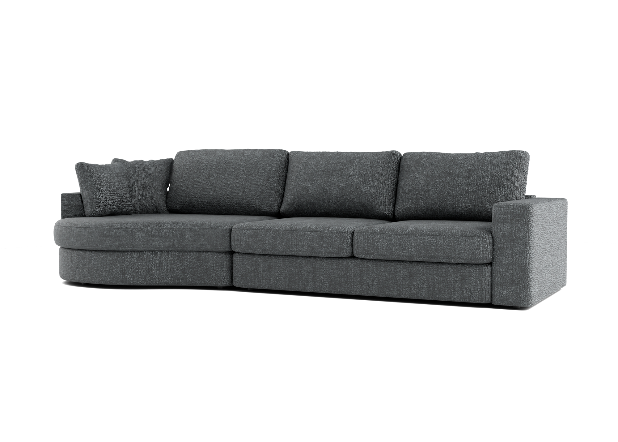 Lora Harmony rechte bank met ottomaan in antraciet - Links