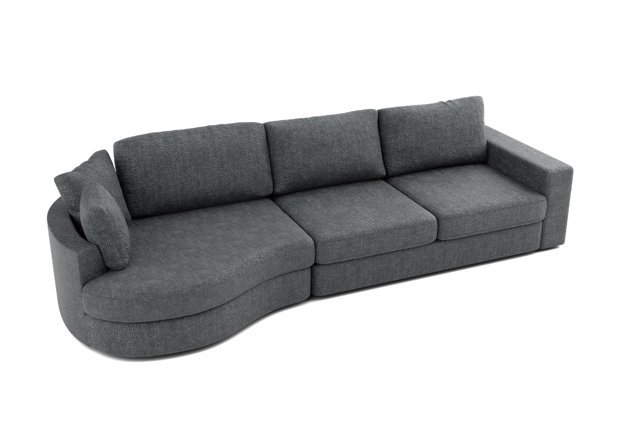 Lora Harmony rechte bank met ottomaan in antraciet - Links